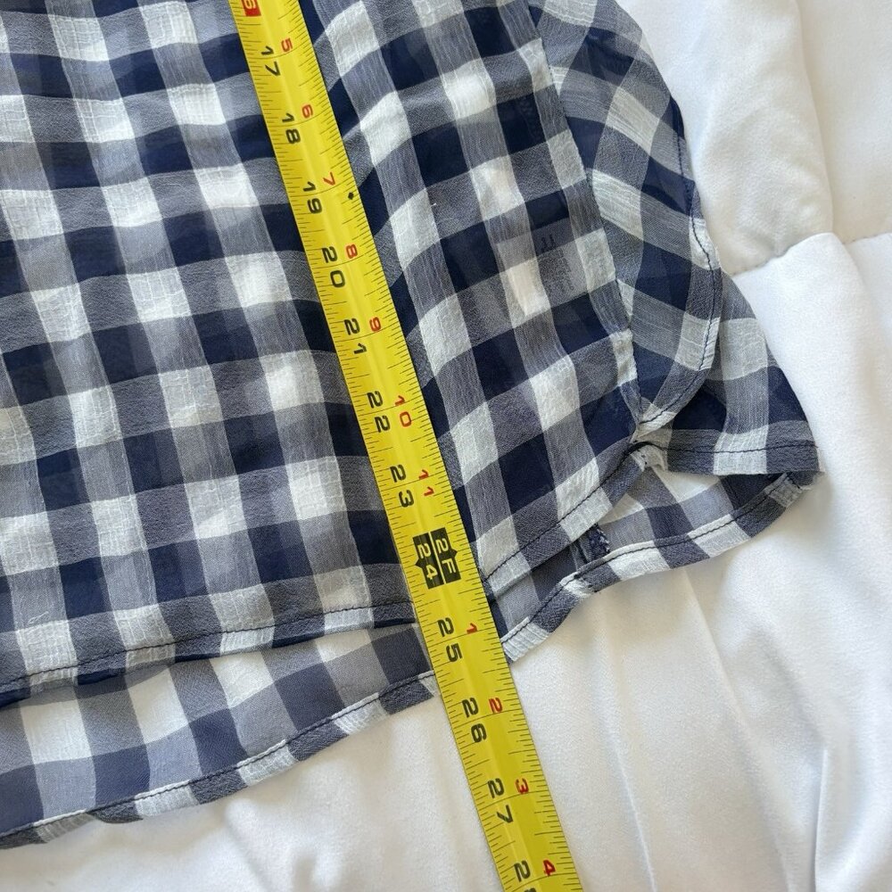 Vintage Womens Size Medium Blue White Gingham Tank Top Blouse‎ Flowy Officechic - Picture 4 of 8